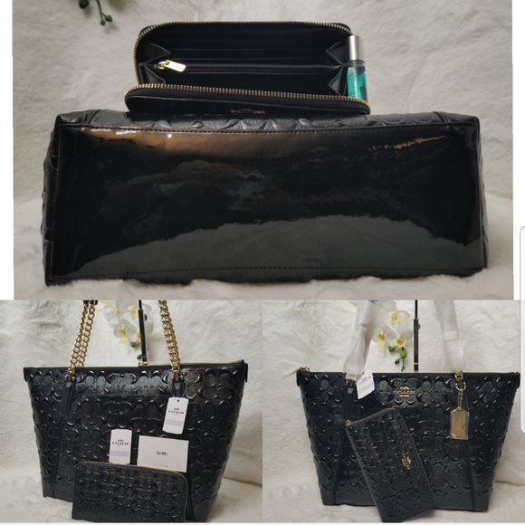 ✅ COACH SET 2 Matching Designer Authentic Purse Bag Wallet Signature Leather NWT - Picture 7 of 8